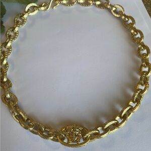 Versace Gold Medusa chain necklace choker  Chunky Medallion 16 inches
